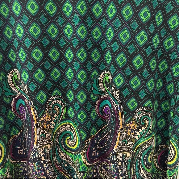 MSK Green Printed 3/4 Length Sleeve Knee Length Shift Dress with Keyhole Detail - Picture 3 of 7